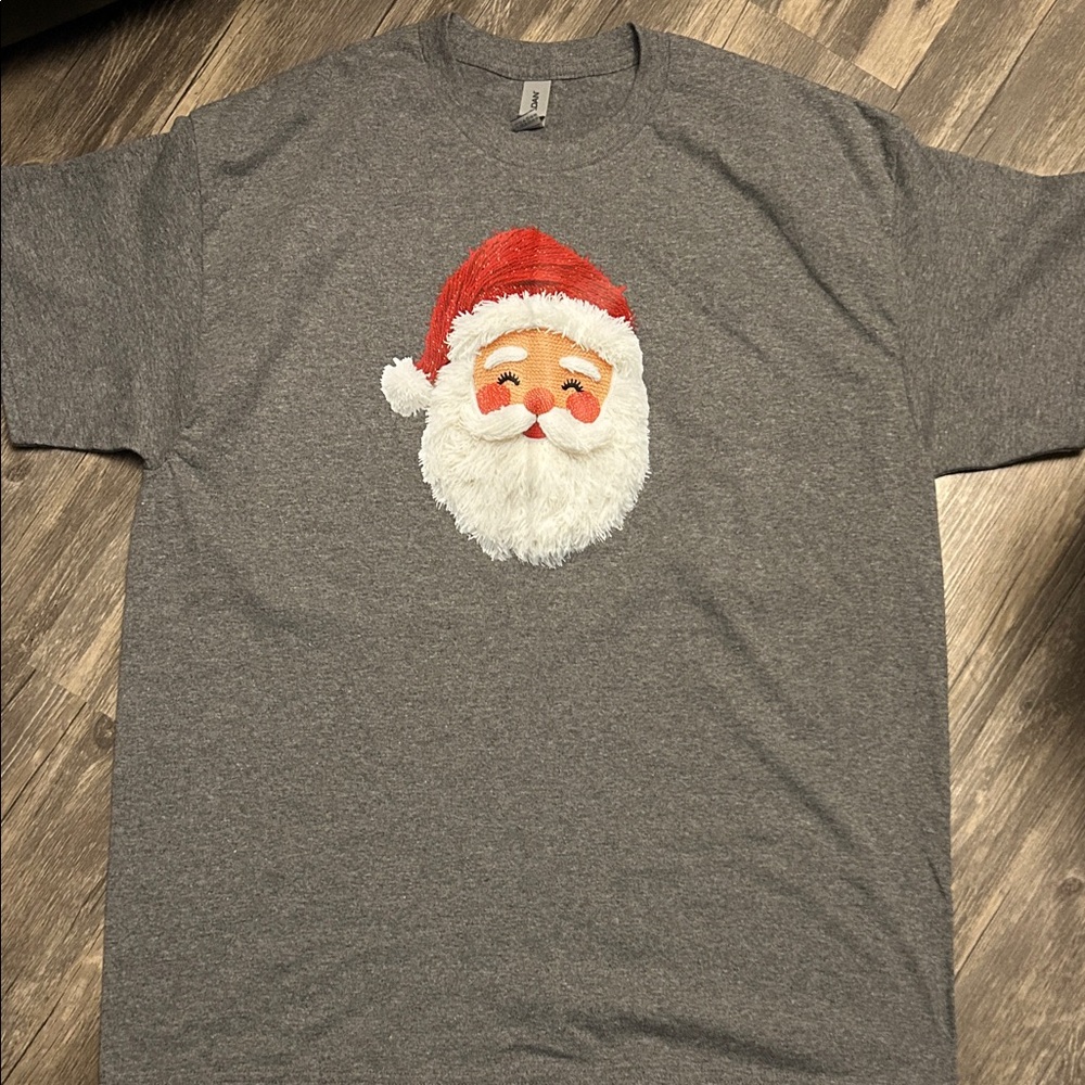 Gray T-Shirt with Santa Claus Design